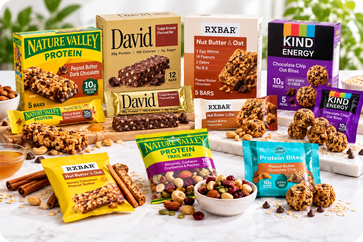 Assorted protein snacks